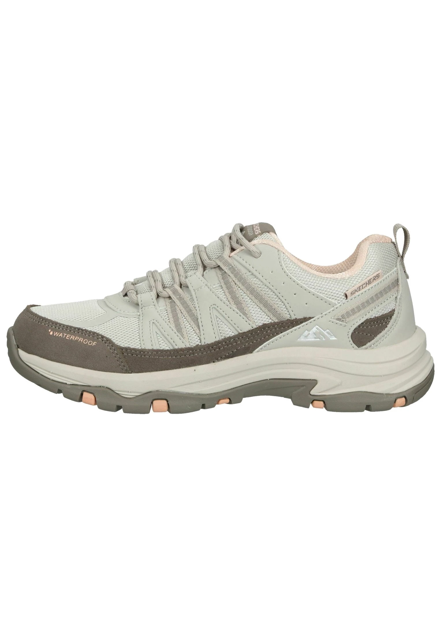 Skechers Joggesko - Taupe Leather Mesh Pink Trim